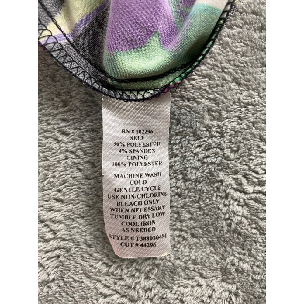 Connected Apparel Floral Ruched Sheath Dress Purple Pink Green Womens 12 Cap Slv - Picture 13 of 13